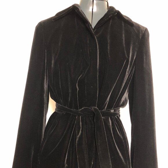 Black Velvet Belted Jacket, Jones New York, Size 6 - Picture 2 of 14
